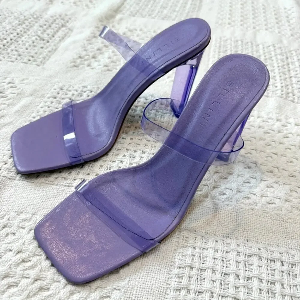 Billini 9 Caelan rubber clear double strap heels sandal 2552